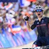Tom Pidcock lors de son triomphe en VTT aux JO de Paris KEYSTONE/LAURENT GILLIERON